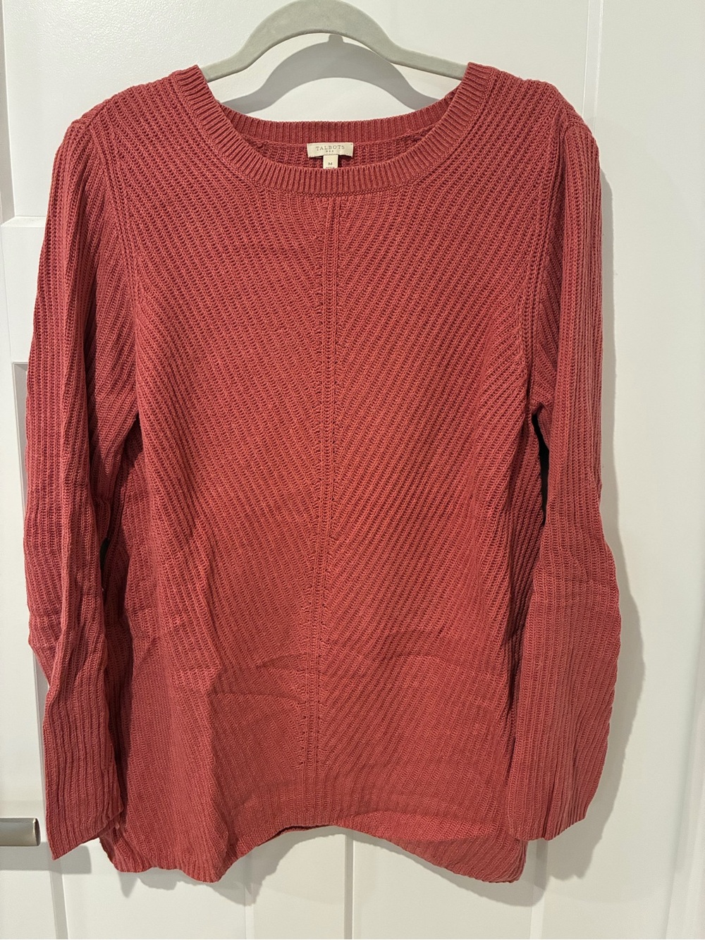 Talbots Ribbed Crewneck Sweater in Dusty Coral